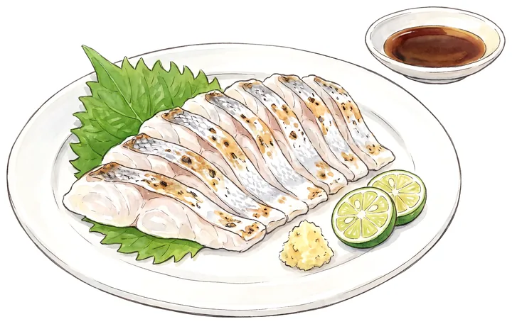 皮目を炙ったタチウオの刺身のイラスト